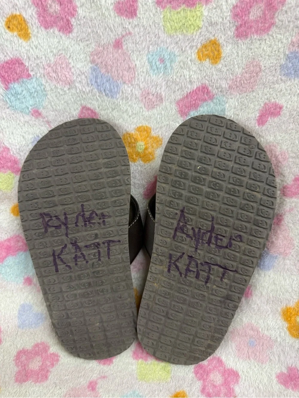 Sanuk Kids Brown Flip Flop Sandals with Green Logo Tabs